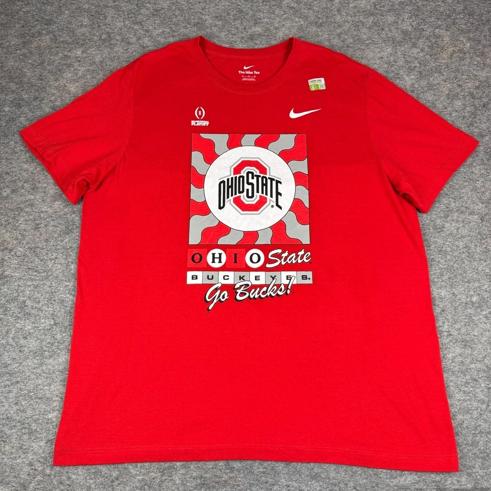 Nike Ohio State Buckeyes T-Shirt Tee Playoffs Cotton Red Mens XL